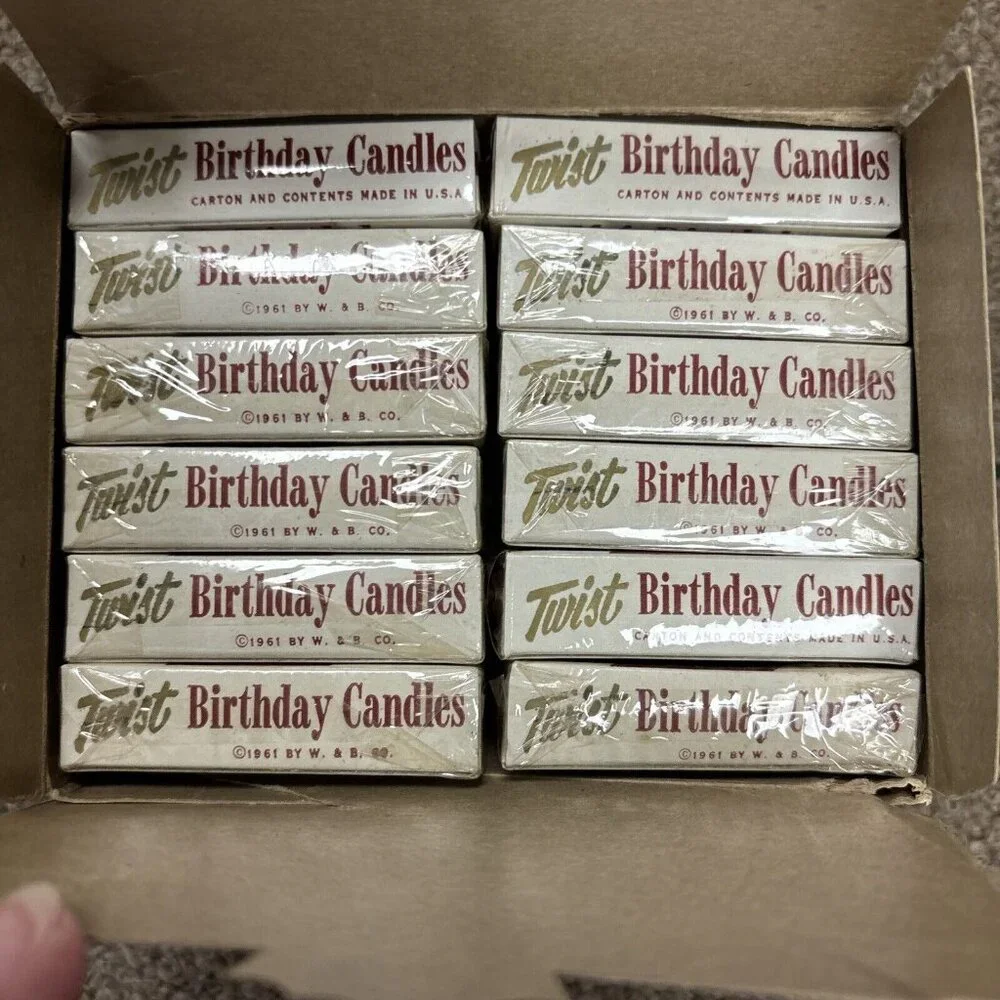 Vintage 1961 W&B Co. Twist Birthday Candles New Old Stock Case Of 12 Pks,36per